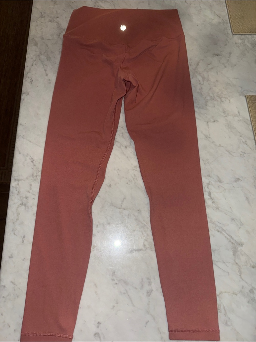 Reflective Logo High-Waist Leggings in Dusty Rose